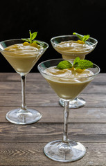 Lemon mousse in glasses