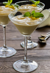 Lemon mousse in glasses