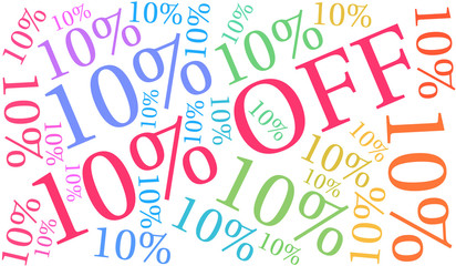 Ten Percent Off on a black background. 