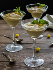 Lemon mousse in glasses