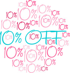 Ten Percent Off on a black background. 