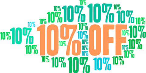 Ten Percent Off on a black background. 