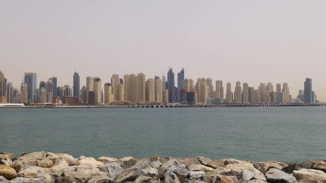 day light dubai marina palm view panorama 4k uae
