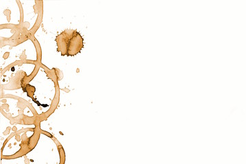 Real coffee ring. Text space. Isolated