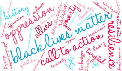Black Lives Matter Word Cloud on a white background. 
