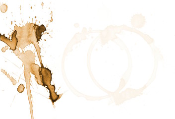 Real coffee ring. Text space. Isolated