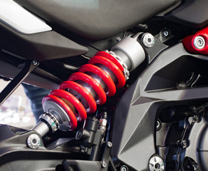 spring suspension system on the motorbike