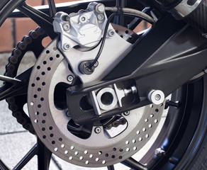 disk brake system on the motorbike