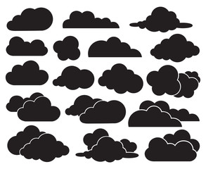 collection of black clouds silhouettes