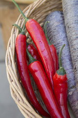 Carrot and Pepper Vegetables in Basket