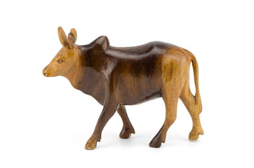 Wood cow isolated on white background clipping path