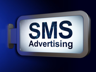 Marketing concept: SMS Advertising on billboard background