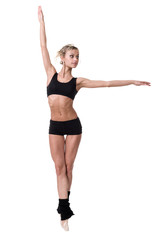 Aerobics fitness woman exercising isolated in full body. © StepStock