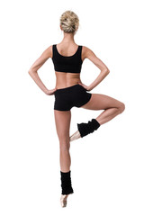 Fototapeta na wymiar Aerobics fitness woman exercising isolated in full body.