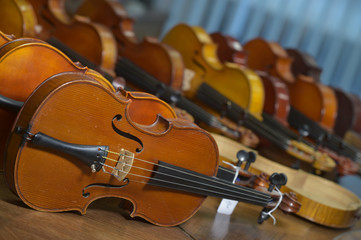 Fototapeta premium Close up shot of violins