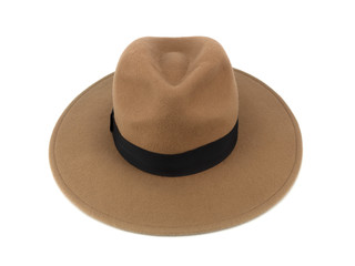 Brown straw hat isolated on white background clipping path
