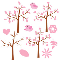 Pink tree vector illustration 