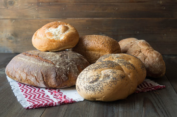different kinds of bread on the table