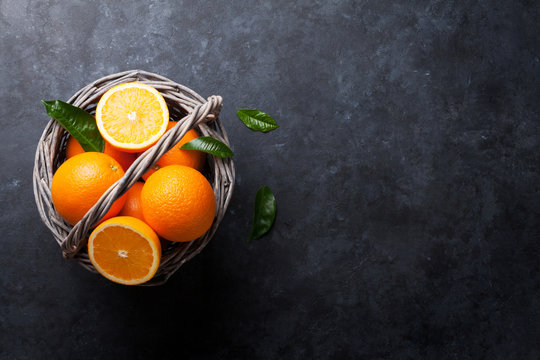 Fresh orange fruits basket