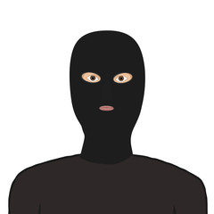  man in a black mask over white background