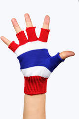 Knitted gloves with Thailand national flag