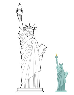 Statue of Liberty coloring book. Symbol of freedom and democracy