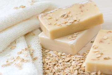 Handmade soap with oat scrub and milk