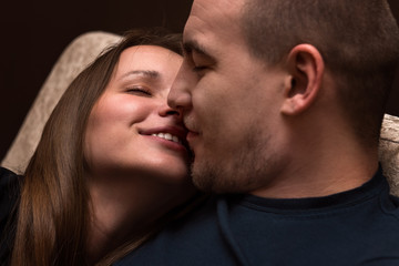 Portrait of a loving heterosexual couple closeup