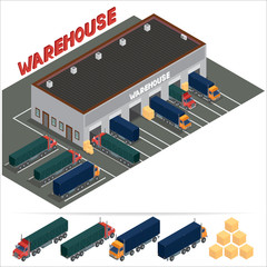 Isometric Warehouse. Storehouse Building. Cargo Industry. Delivery Business