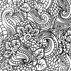 Vector abstract fantasy pattern for coloring book for adults page design, freehand ornament. Textile print. 