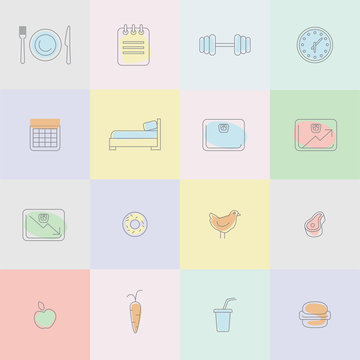 Weight loss infographic icons design template