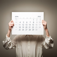 April calendar list of the year two thousand sixteen.