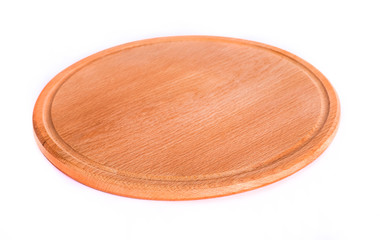 wooden tray for meat and vegetable on white background