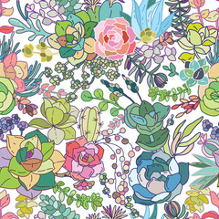 Succulent seamless pattern background