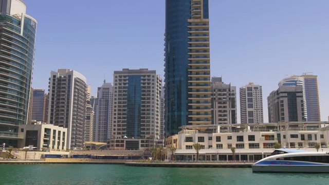 day time dubai city marina gulf panorama 4k uae
