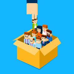 Recruitment Hand Picking Business Person Candidate from Box People Group Human Resources Crowd