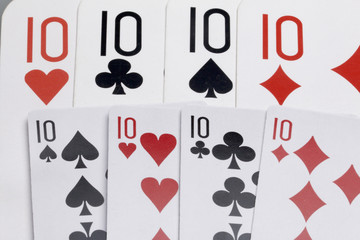 Cards. Accessories for the game. Four scores. Two sets of playing cards of different sizes. On a...