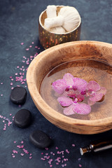 Spa composition with flower and stones zen