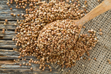 buckwheat in a wooden spoon