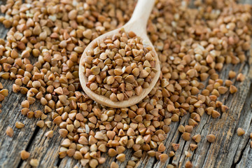 buckwheat in a wooden spoon