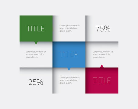 table infographic with 3 options / vector tabular graphic for business summary, report 