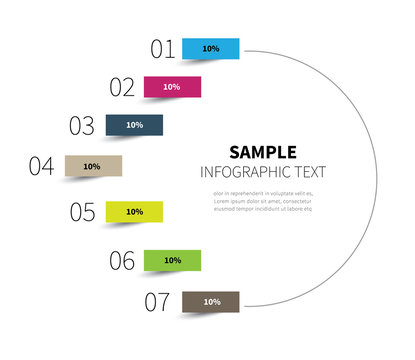 Infographic Half Circle 7 Options / Stock Vector Diagram Circle For Statistics Steps