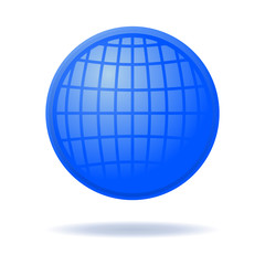 Globe symbol. Blue globe sign icon isolated on white background. World symbol. Globe sign. Icon globe planet. Blue Earth logo template. Vector illustration