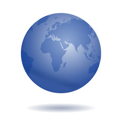Globe symbol. Globe detail sign icon. World symbol. Globe sign. Icon globe planet. Blue Earth logo template. Vector illustration