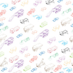 seamless pattern with isometric icons of special equipment and m