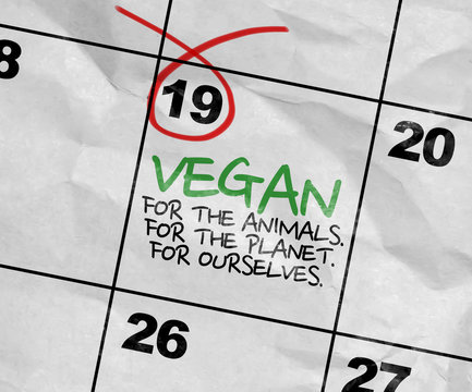 Concept image of a Calendar with the text: Vegan For Better Life