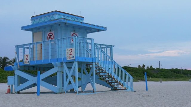 miami beach summer sunset haulover park lifeguard tower 4k usa
