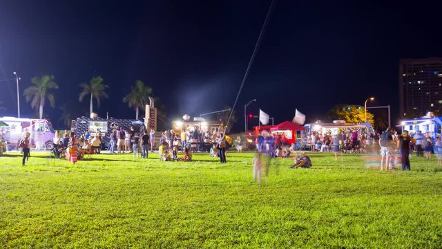 miami beach night light haulover park food fairy 4k time lapse usa

