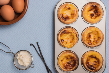 Pasteis de nata, typical Portuguese egg tart pastries from Lisbon