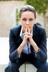 Portrait of business woman smiling outdoor